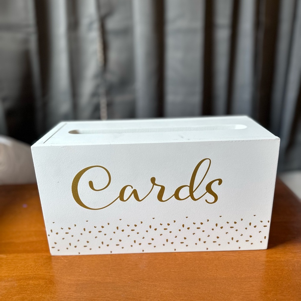 Elegant White and Gold Card Box